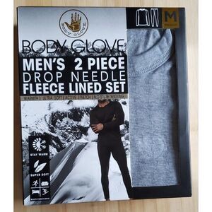 NEW MEDIUM 2 PC SET MENS BODY GLOVE DROP NEEDLE FLEECE LINED SET SUPER SOFT GRAY